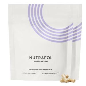 imageNutrafol Postpartum Hair Growth Supplements Clinically Tested for Visibly Thicker Hair and Less Shedding BreastfeedingFriendly  2 Month Supply 2 Refill Pouches